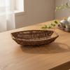 Imitation Rattan Oval Basket Tray | Woven, with Raised rims, for Kitchen L B