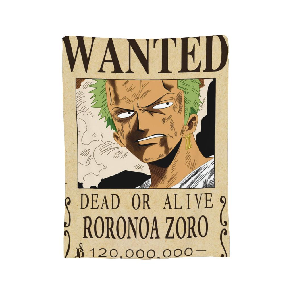 Anime One Piece Wanted Posters Blanket Fleece Decoration  Portable Ultra-Soft Throw Blankets for Bedding Office Bedding Throws