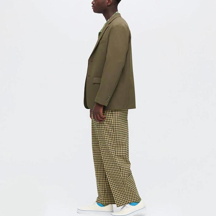 Uniqlo x MARNI Wide Fit Check Tuck Pants (Asia Sizing) Yellow Unisex Streetwear 449641-42
