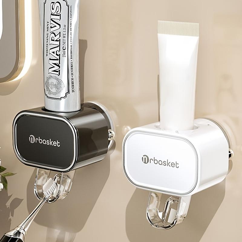 Wall Mounted Automatic Toothpaste Dispenser, No Drill Suction Cup Squeeze Storage Rack for Bathroom светло-серый