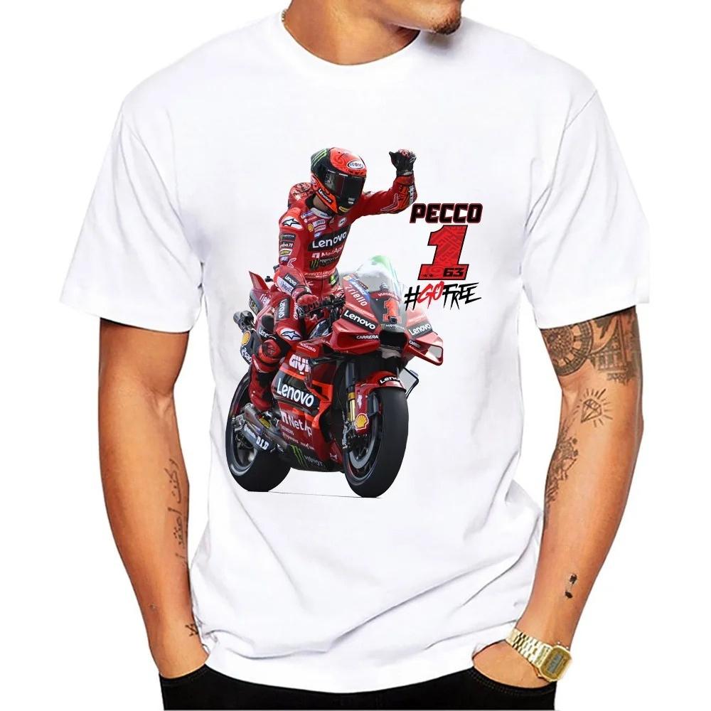 Francesco Bagnaia Pecco 1 GP Riding T-Shirt Hip Hop Boy Rider Casual T Shirt Pecco 63 Man Motorcycle Sport Racing White Tees