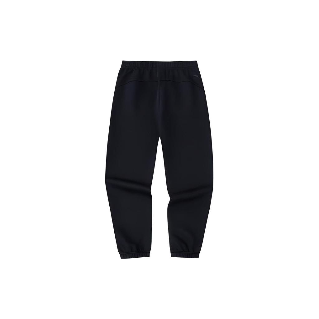 Anta Lifestyle Series Letter Mid-Waist Tapered Nine-Point Knitted Sports Pants Women bottoms Basic-Black 162418310-3