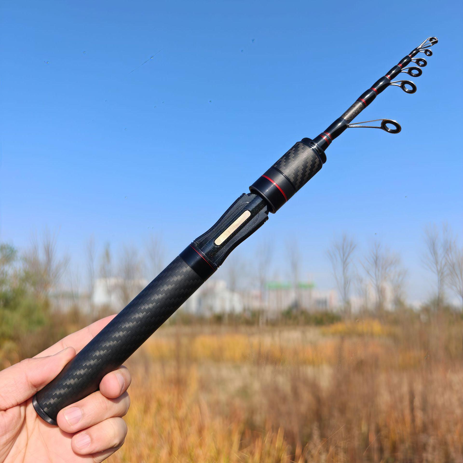 Ультракомпактная мини-телескопическая удочка - Портативная удочка для заброса приманок UL 1.5 Straight Handle чёрный