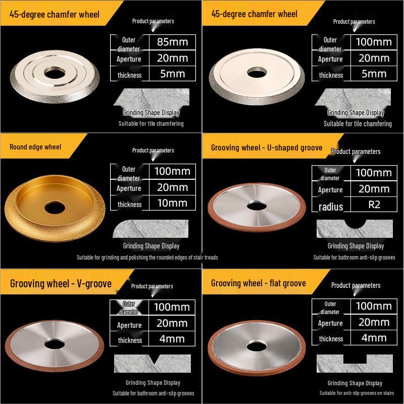Tile Edge Wheel: Bevel & Round Edge Grinding, Resin Grooving Blade, Automatic Tile Cutting Machine