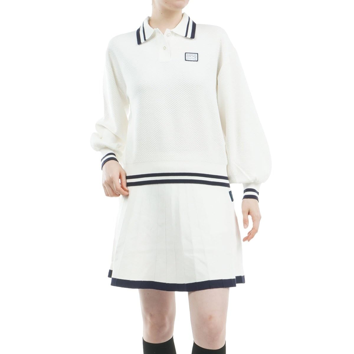 

Knit Set Golf Top and Bottoms S [Pin Apparel] Women s (Elastic Waist, Drawstring) / / 622-4270902 030_White