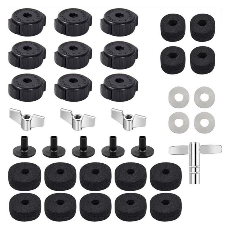 

Complete Drum Hardware Accessories Collection Of 36 Pieces With Cymbal Felts Bolts Washers And Sleeves For All Drum Sets 1