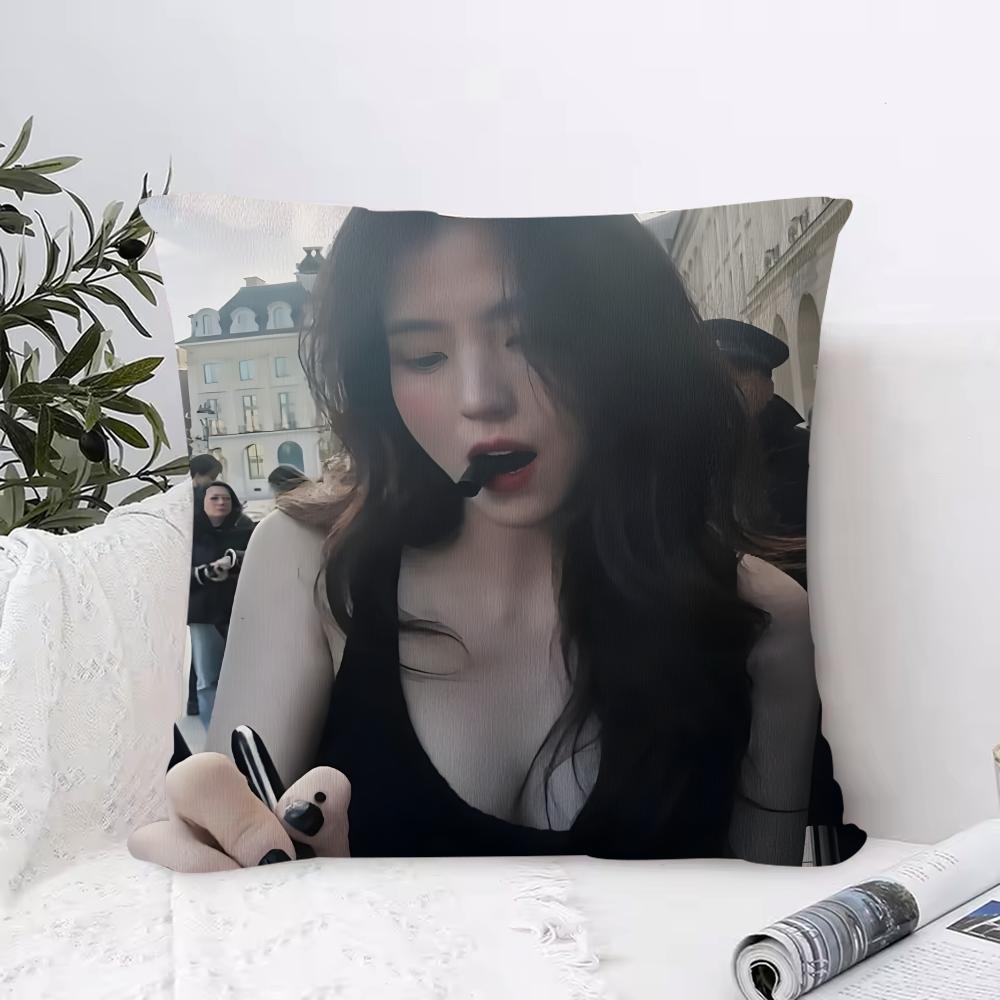 Han Sohee Cushion Cover Anti-dustmite Pillowcase Invisible Zipper Silky Short Plush Sofa Cushion Cover