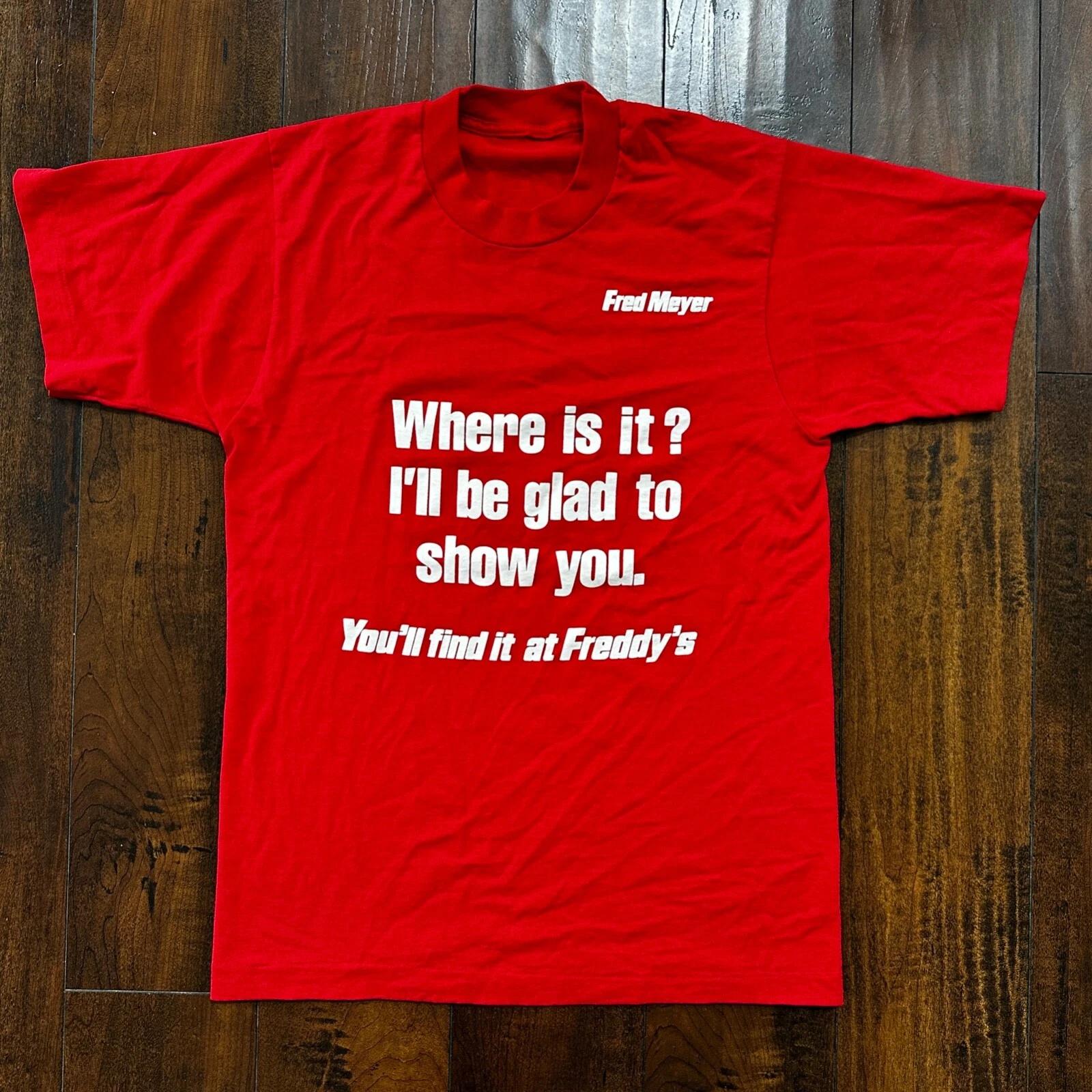 Fred Meyer Red VTG T Shirt 80s Single Stitch Funny Grocery Store Memorabilia S