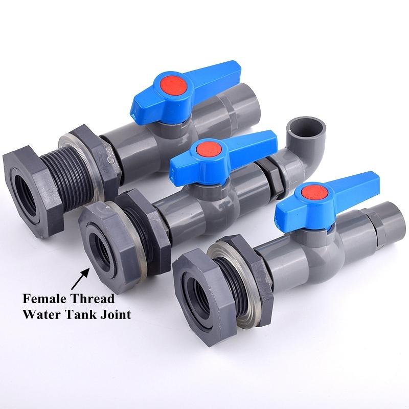 1Set 1/2" 3/4" 1" PVC Aquarium Fish Tank Connector Inlet Water Drain Pipe Joint Valve Irrigation Water Tank Bulkhead Fittings