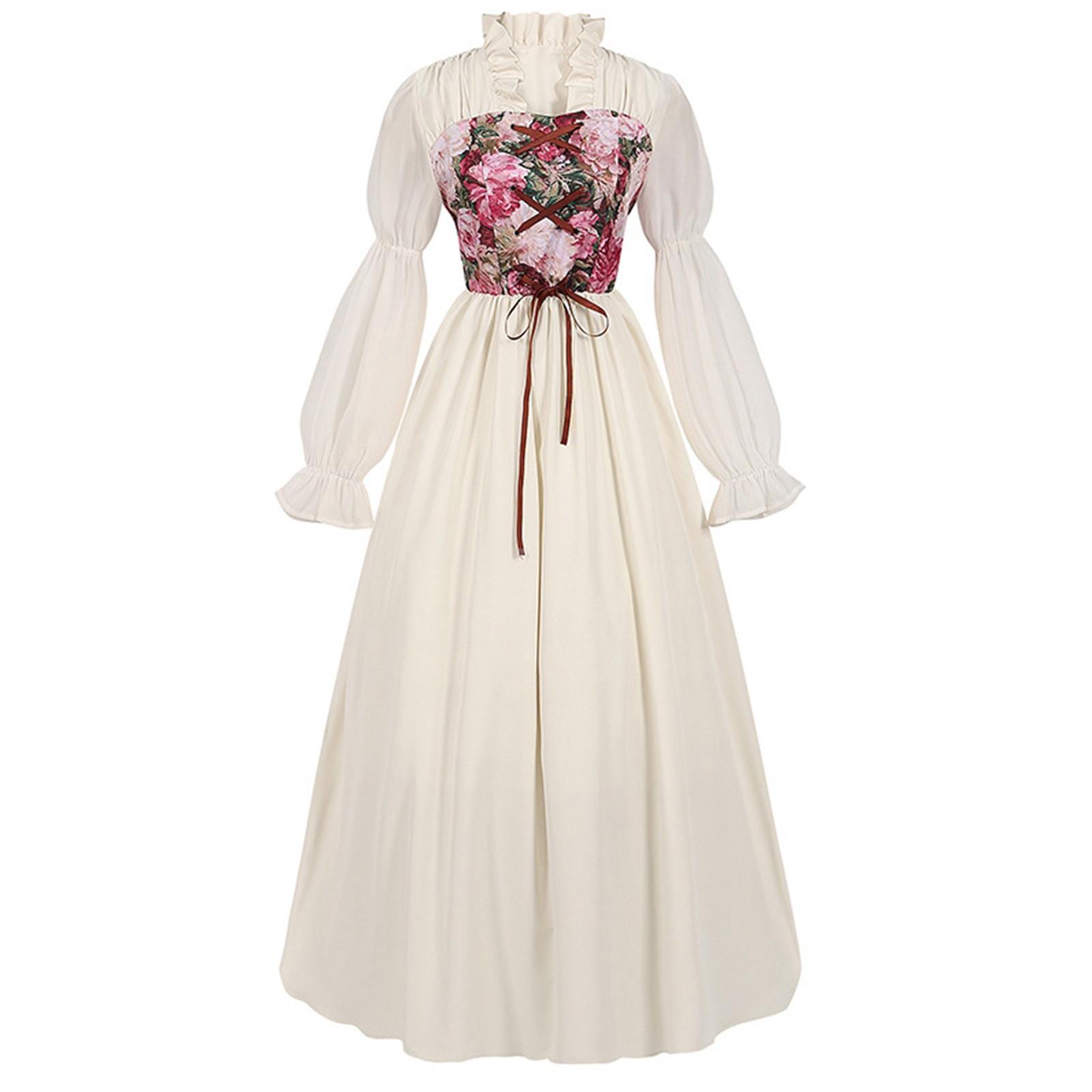 

Женское сексуальное ретро платье на Хэллоуин в готическом стиле с подтяжками и рукавами-трубами на бедрах L бежевый