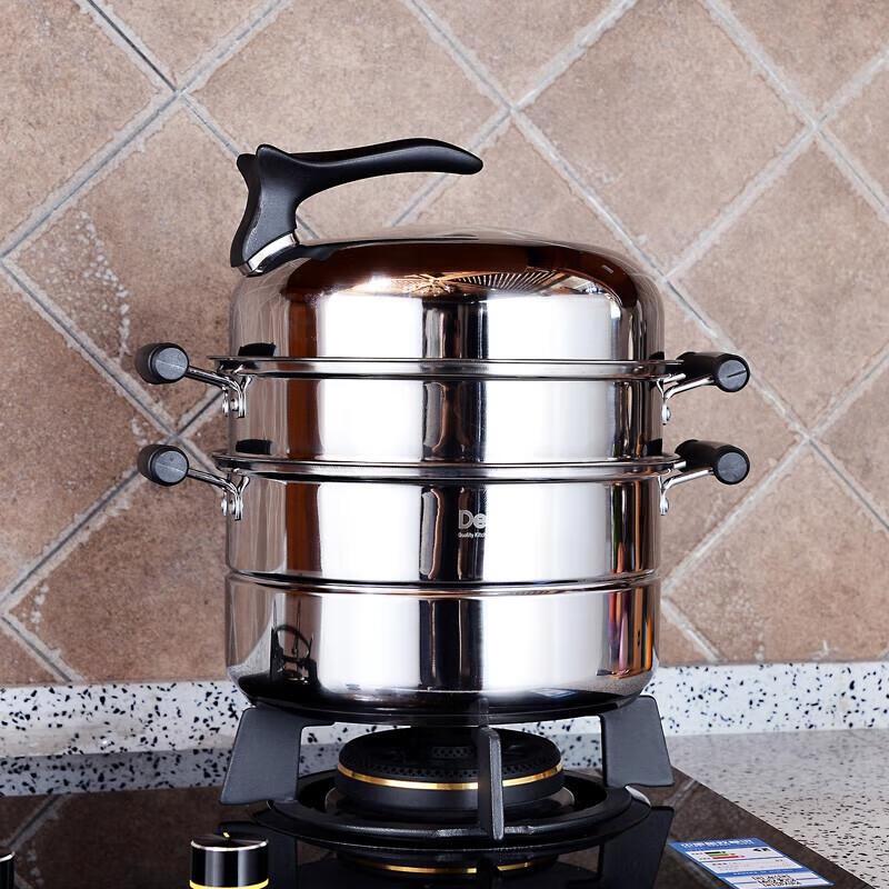 DEBAO 2-Layer 304 Stainless Steel Steamer & Soup Pot, 28cm