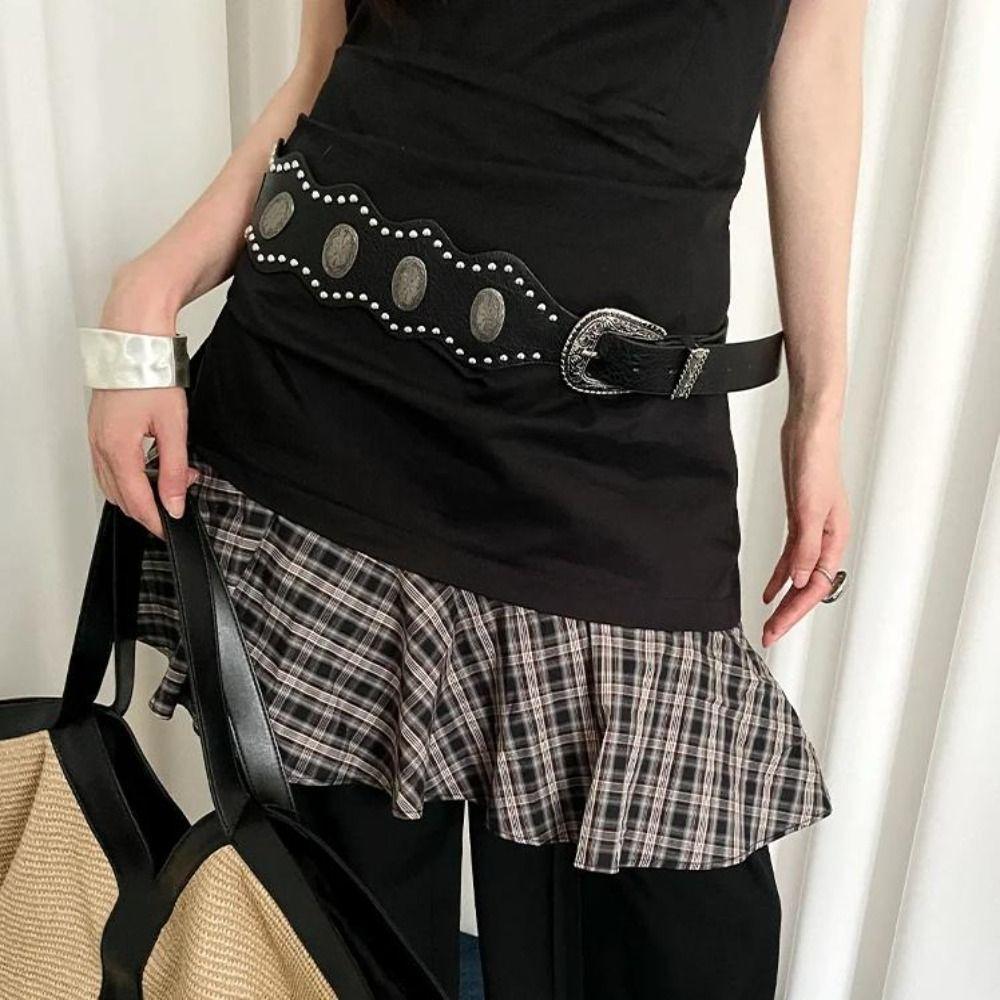 Vintage Damen Gürtel Niet Kleid Jeans Gürtel Vielseitiger Leder Taillengürtel Streetwear