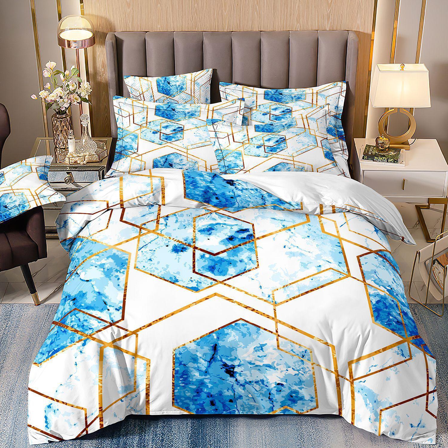 

Three-Piece 3D Digital Printing Bedding Marble Printing Quilt Cover 70 * 133