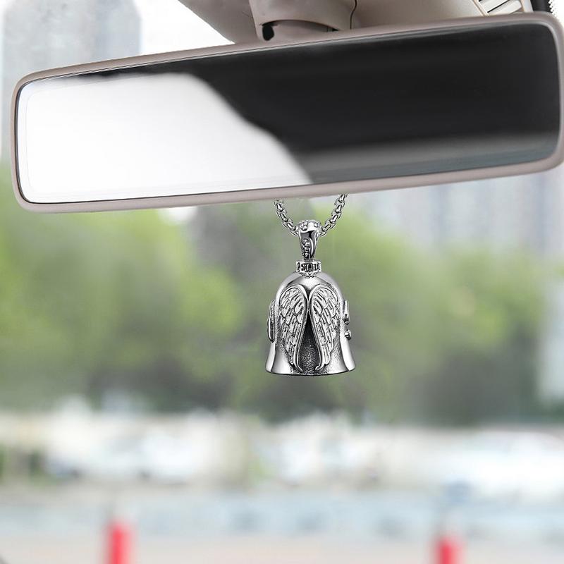 Motorcycle Guard Bell Stainless Steel Motorcycle Angel Bell Spirit Bells with Chain or Keyring Guard Riding Bell Pendant