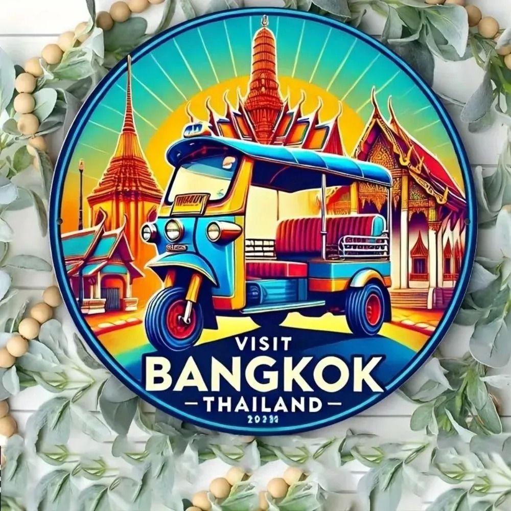 Retro Pineapple Cocktail Tin Sign, 20cm Metal Wall Art Pineapple Drink Man Cave Decor, Vintage Bar Pub Plate, Round 20cm