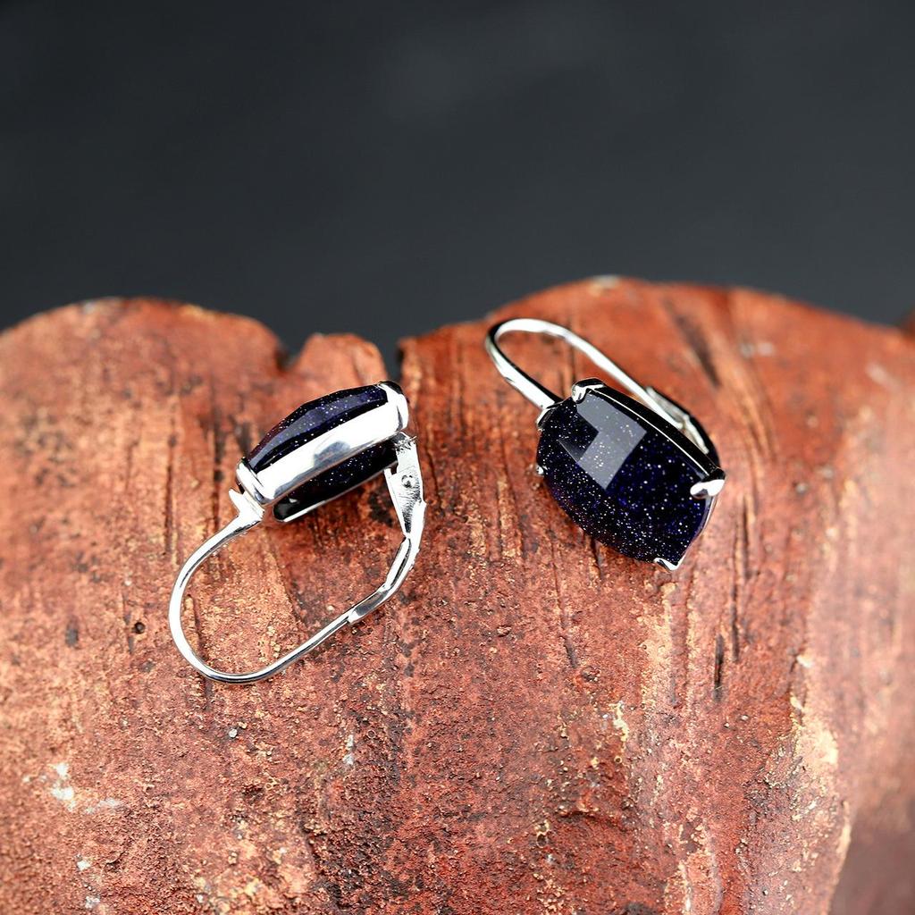 Renpin S925 Silver Handmade Faceted Amethyst Earrings for Women