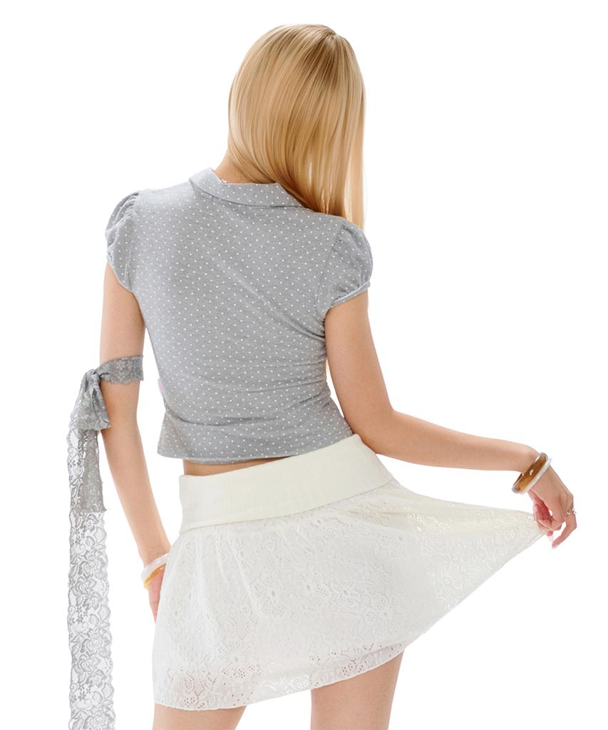 Poeoling Ribbon Banding Midi Skirt (Ivory)