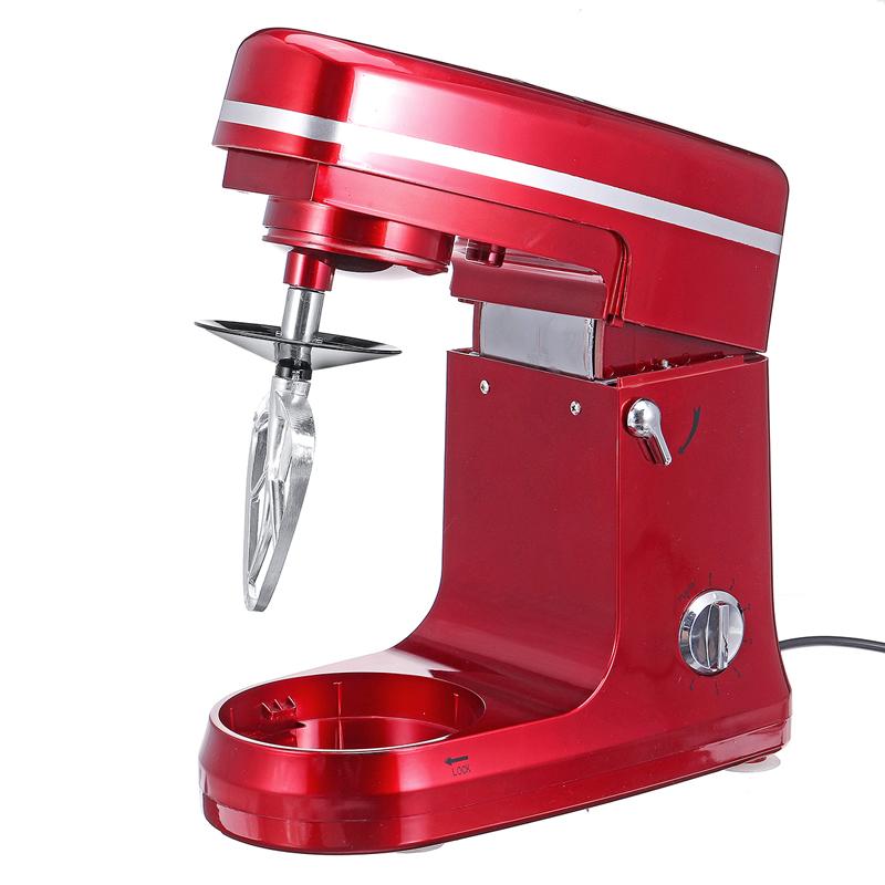 

110 В/220 В, 6 скоростей, электрический миксер для еды, настольная подставка, миксер для теста для торта, 5 л, ручной взбиватель для яиц, блендер, машина для взбивания сливок, красный