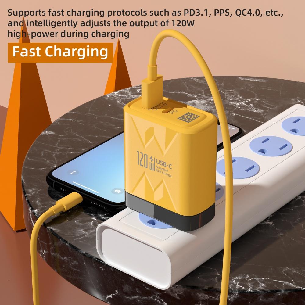 120W GaN USB C Fast Charger PD QC5.0 Wall Adapter for iPhone 15 16 Samsung Xiaomi Huawei Quick Charge EU/US Plug Phone Charger