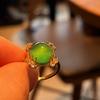 Full Of Green Yang Green Natural Agate Chrysoprase Ring Female Opening Micro-Inlay Real Shot Fidelity