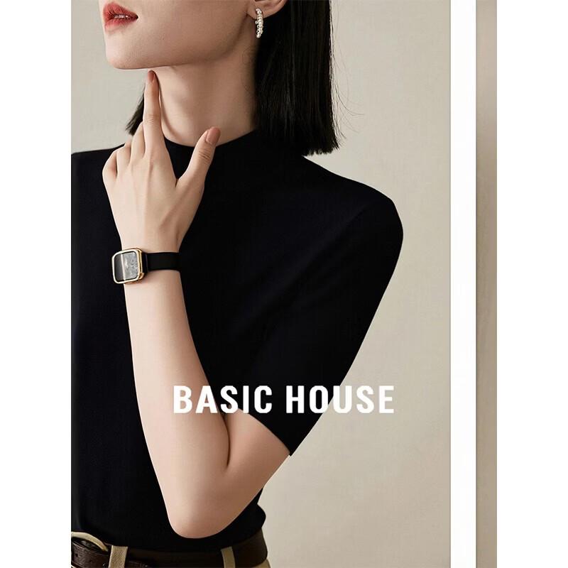 Basic House Women s Semi-High Collar Knit Top L