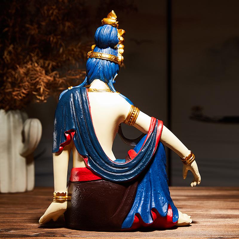 Water Moon Avalokiteshvara Statue Chinese Zen Craft Buddha Figurine for Home Decor Worship