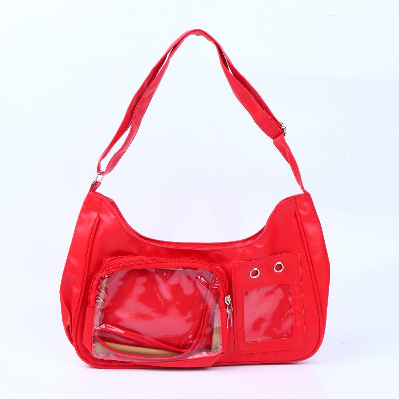 Market-6 Harajuku Schoudertas Dames Koreaanse Transparante Ita Tas School Crossbody Tas Vrouwelijke Japanse Ontwerper Preppy Handtas Portemonnee rood