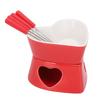 Heart Shaped Chocolate Fondue Mug Set Ceramic Sweet Fondue Cup with Forks and Candle Red White 350ml