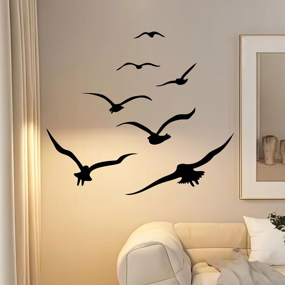 30cm x 45cm Stylish Black Seagull Wall Sticker PVC Material for Living Room Bedroom For DIY Home Interior Decoration