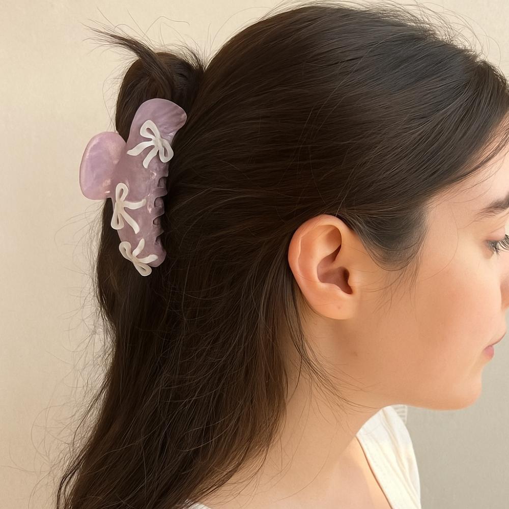 Ballet Bow Hair Claw Barrette Zircon Hairpin Sweet Acetic Acid Shark Clip  Female
