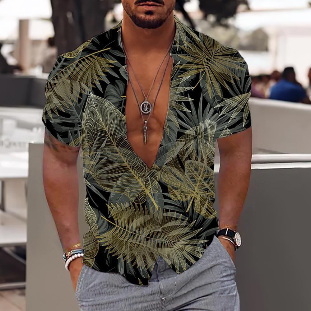 Kokospalmen Hemden für Männer 3D Gedrucktes Hawaiianisches Hemd für Männer Strand 5XL Kurzarm Mode Oberteile T-Shirt Mann Bluse