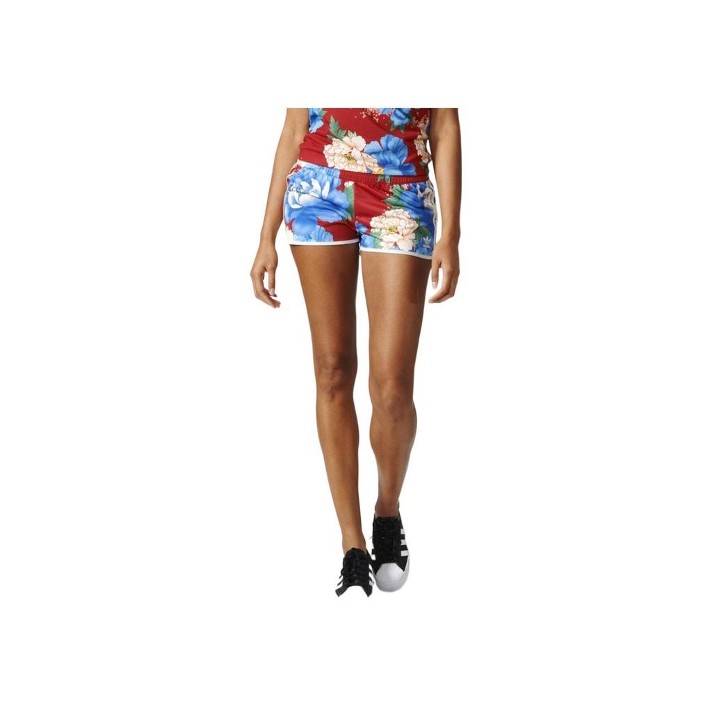Adidas Originals Floral Pattern Sports Shorts Women Shorts Red BJ8419