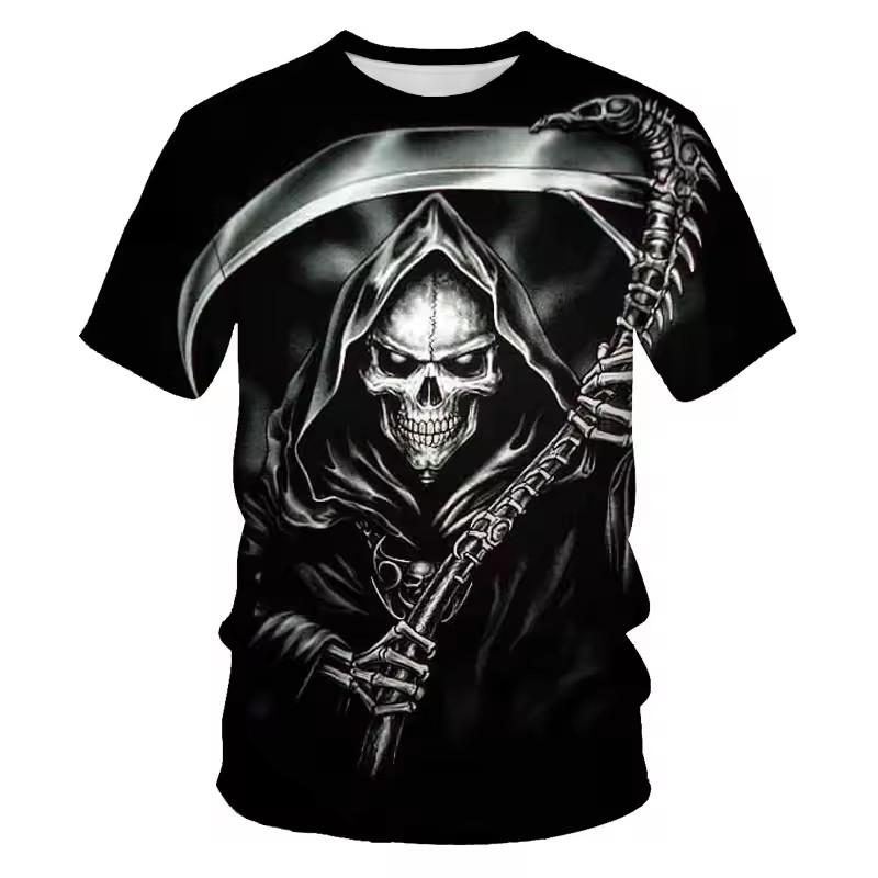 Men's T-Shirt Undead Skeleton Pattern 3d Print Short Sleeve Casual Man Clothes Summer New Sport Shirts Oversized Tees for Men