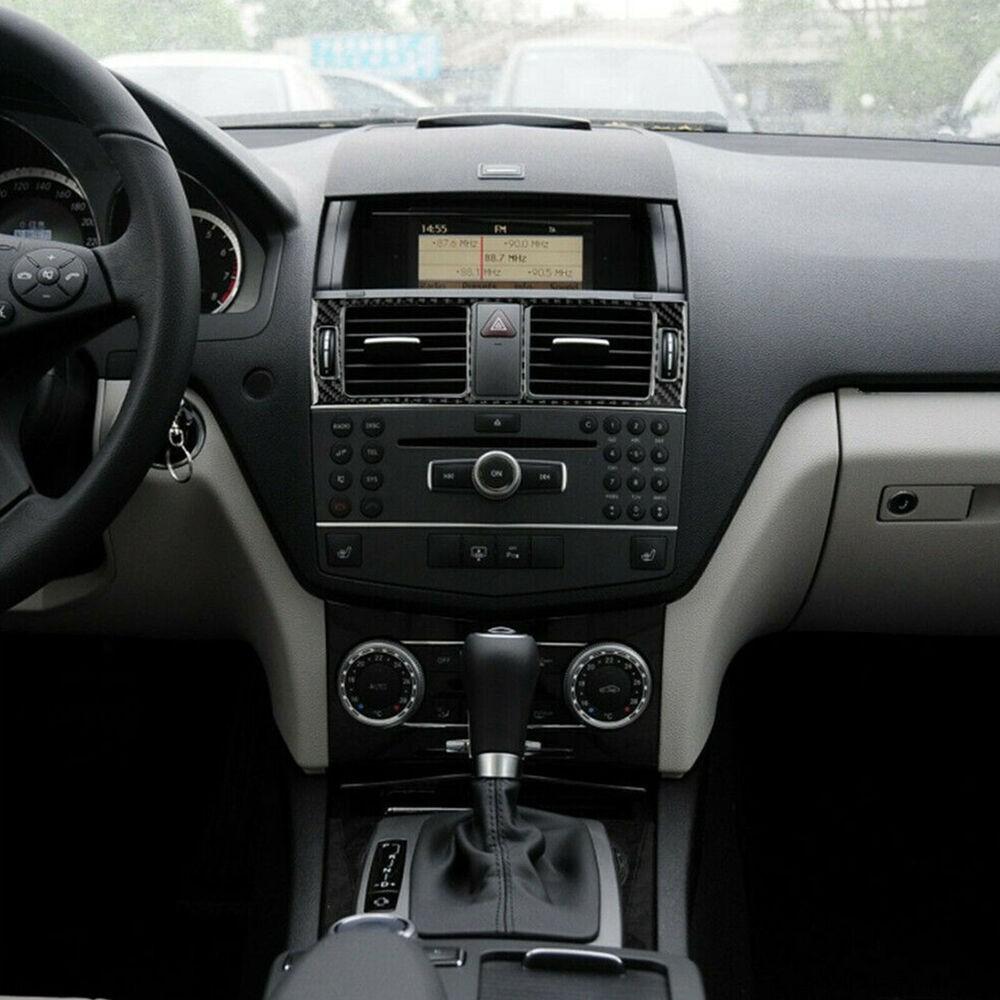 5Pcs Carbon Fiber Air Vent Outlet Cover Trim For Mercedes Benz C Class W204 New