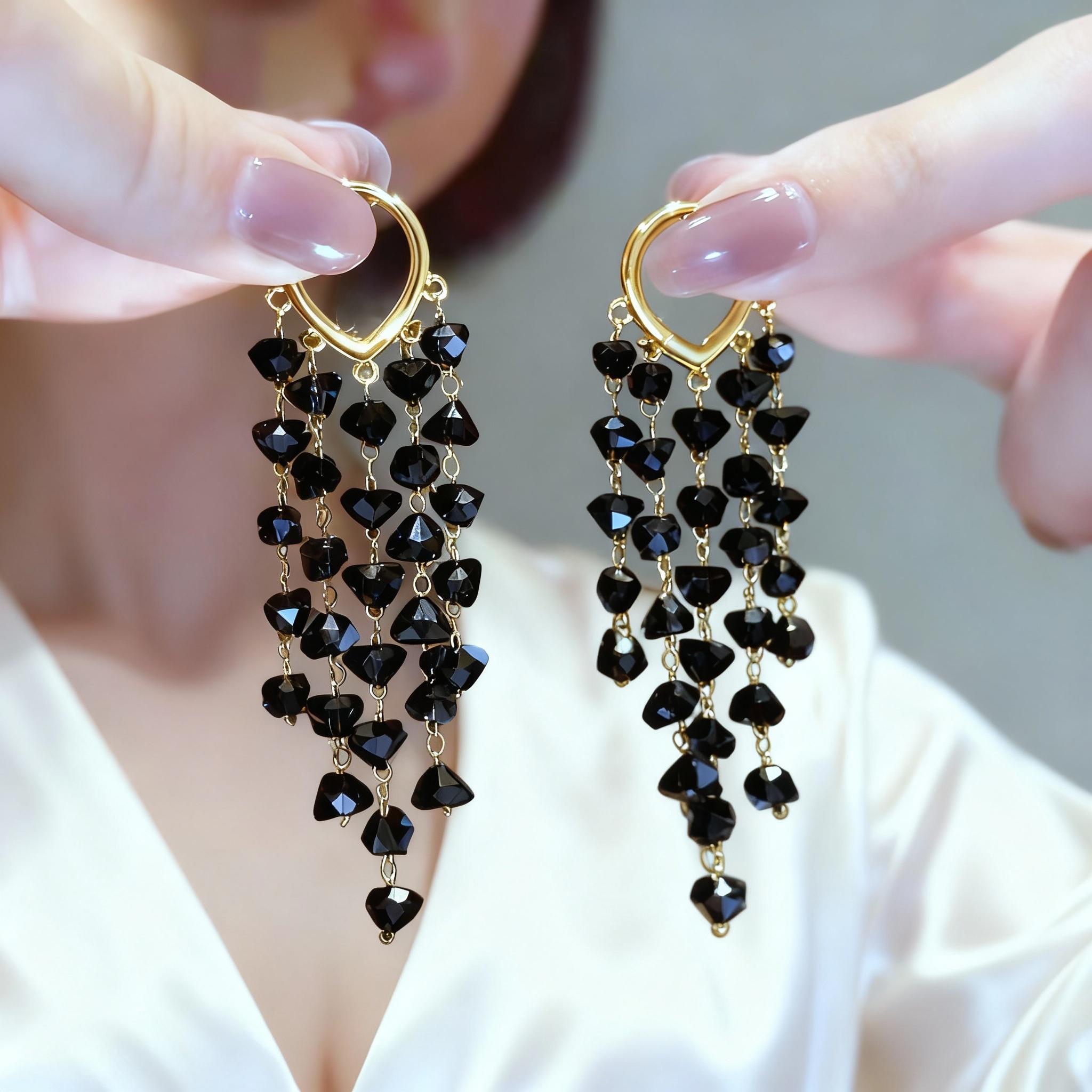 

Light Luxury Irregular Crystal Tassel Drop Earrings for Women Temperament Long Dangle Earring Party Daily Wedding Jewelry Gift