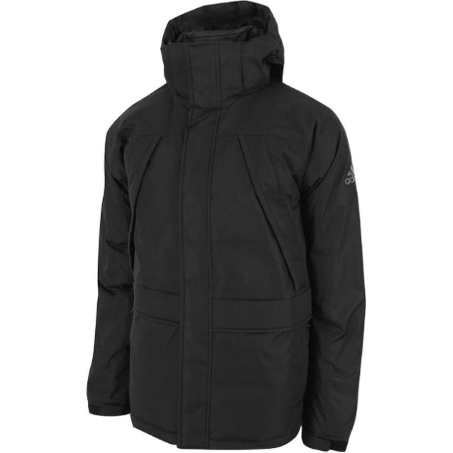 Adidas Solid Color Hooded Casual Down Jacket Men Jackets Black EH4004