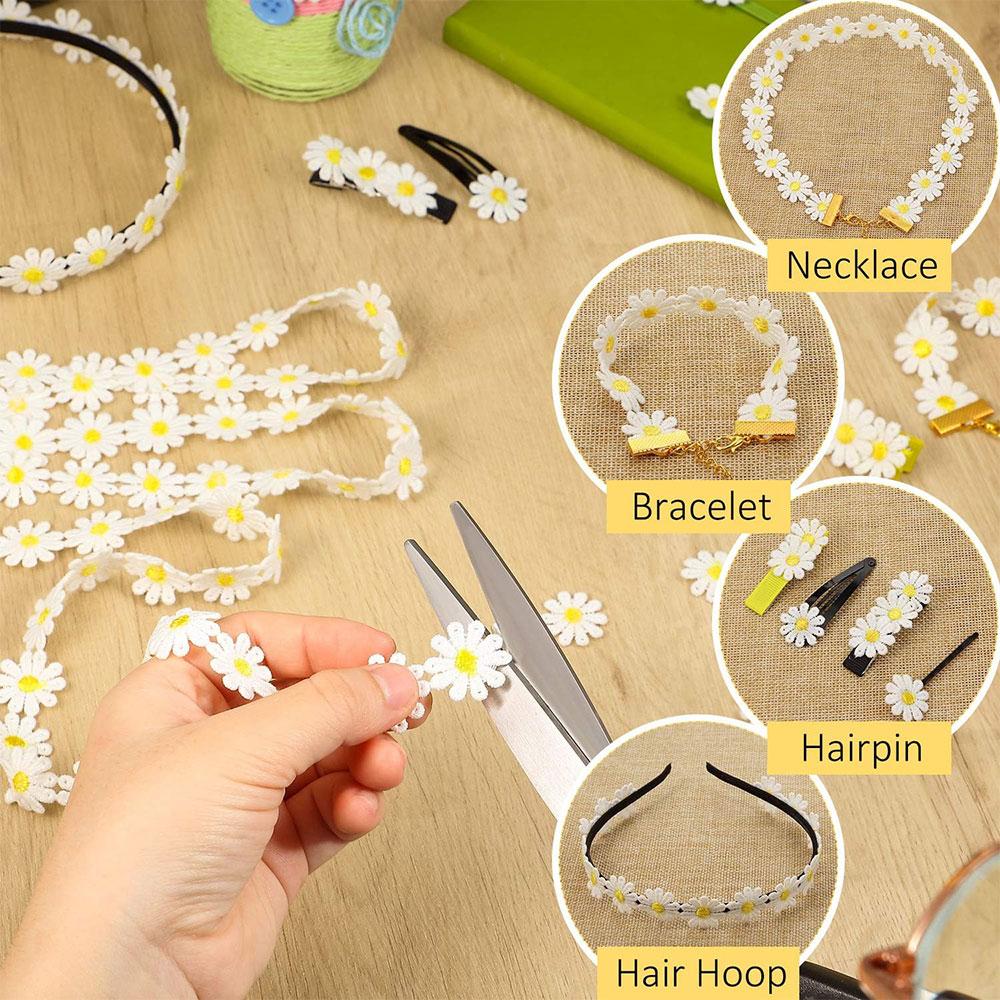 Tessuto di Pizzo Bianco Ricamato con Fiori di Margherita, Larghezza 2,5/3,5CM, Nastro di Pizzo, Colletto per Abito, Cappello, Accessori per Capelli, Rifinitura per Cucito, Decorazione