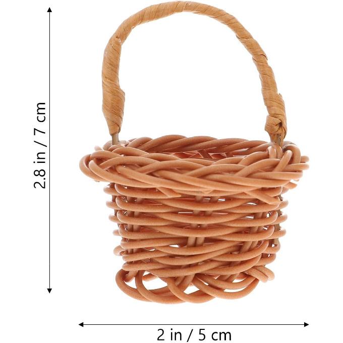 ABOOFAN 10 Pcs Mini Woven Baskets with Handles Miniature Flower Basket Wicker Picnic Basket Tiny Party Favor Container Farmhouse Decor for Crafts