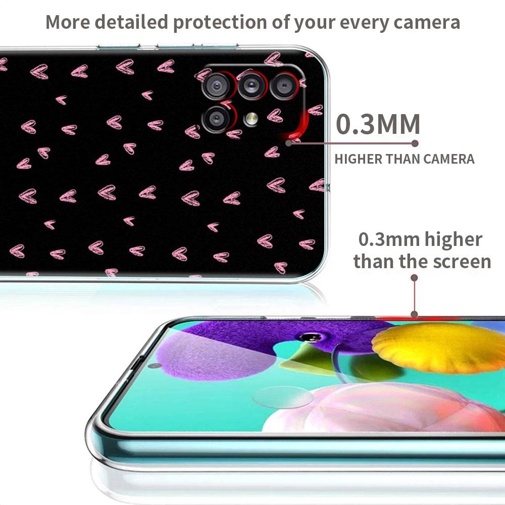 Clear Case For Samsung Galaxy A52 A12 A51 A32 A21s A71 A32 A22 50 A70 A31 A72 5G Phone Cover Cute Love Heart