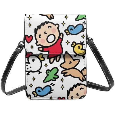 [Monira] Minna No Taabo Smartphone Pouch, Genuine Leather Shoulder Bag, Thin, Women's and Men's Mini Pouch, Popular Wallet, Crossbody Bag