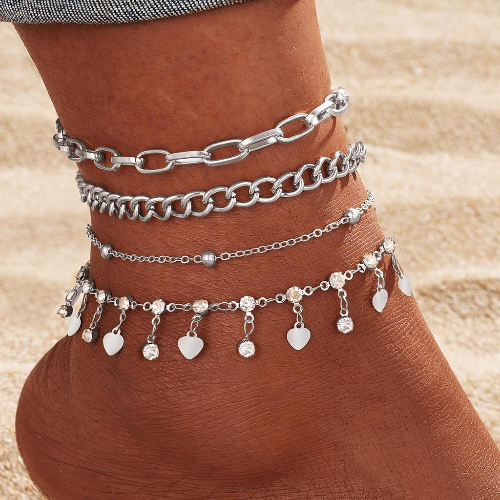 Retro Multi-layer Butterfly & Star Fishbone Women's Tassel Anklet Set