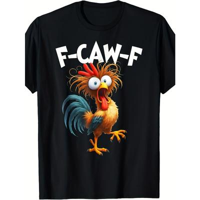 European Sizes Men'S Funny Chicken & F-CAW-F Graphic T-Shirt - Soft Breathable Short Sleeve Casual Tee with Cartoon Rooster Print