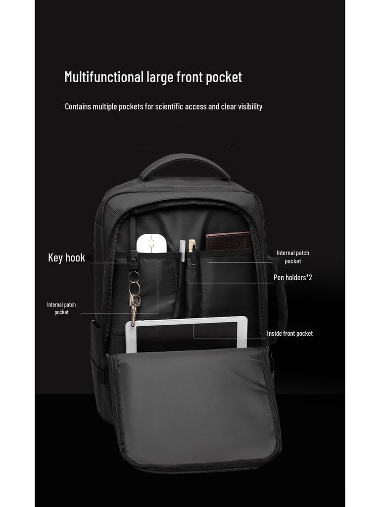 Men's Expandable Business Commute Laptop Backpack - Large Capacity Carry-On for Office & Travel.