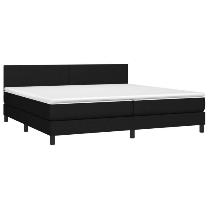 3139923 vidaXL Lit à sommier tapissier avec matelas Noir 200x200 cm Tissu