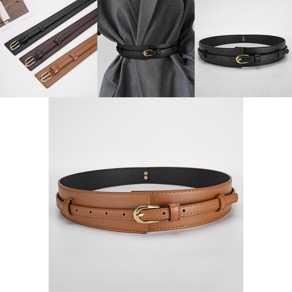 Womens Elegant Pu Leather Belt Alloy Pin Buckle Fashion Waist Strap Suitable For Work And Leisure