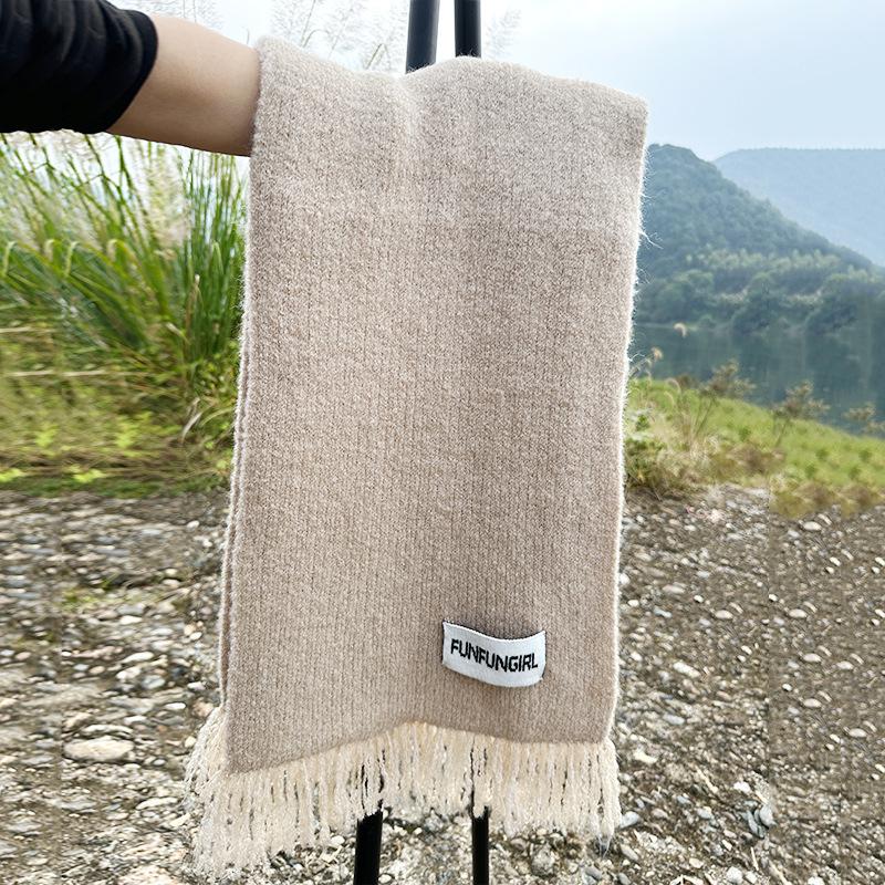 

Осень и зима новая модная атмосфера шарф женский теплый универсальный простой высококачественный шерстяной шарф с бахромой 30*170cm верблюд