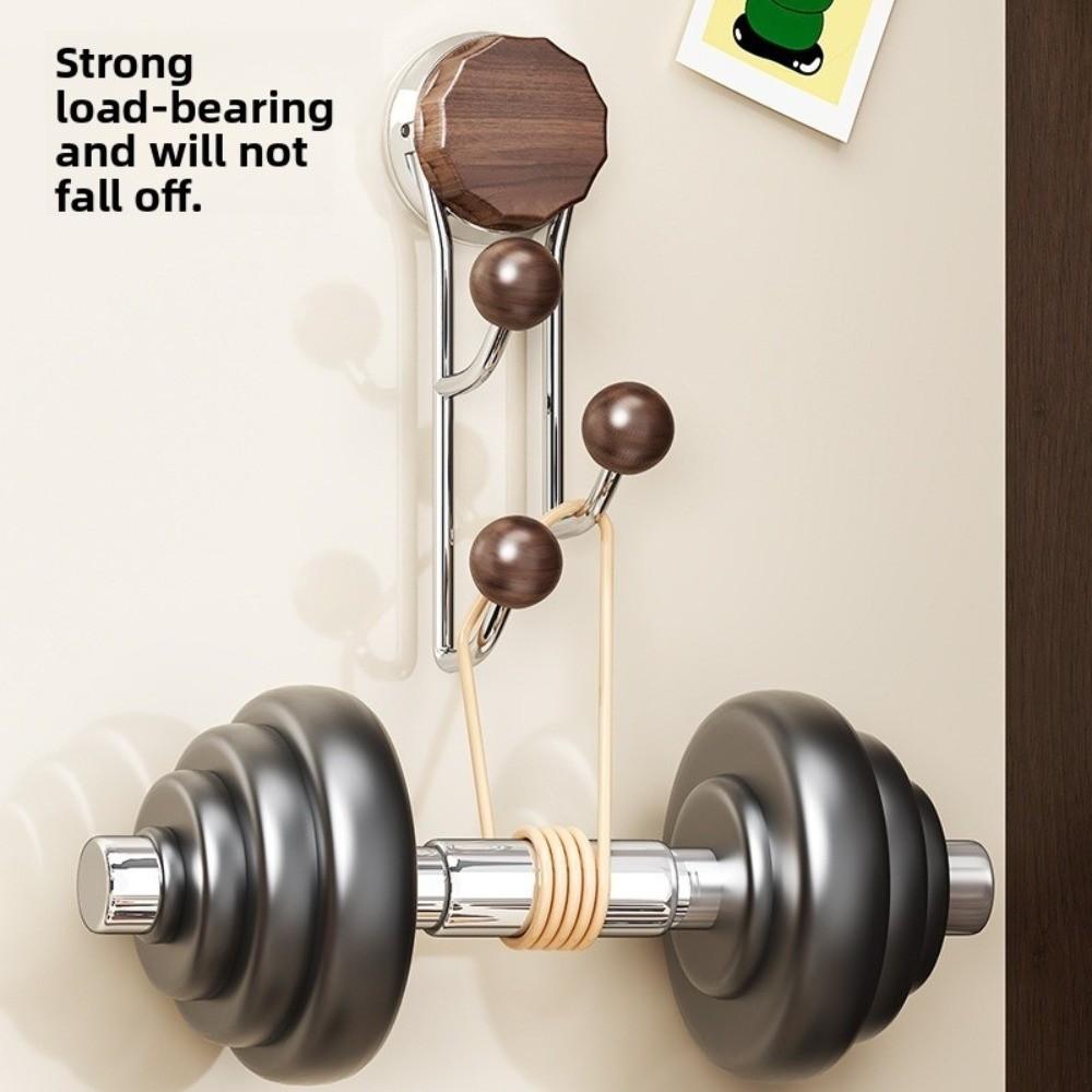 Stainless Steel Wood Grain Hook Without Punching Vertical Hook Shelf Suction Cup Hook  Bathroom