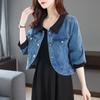 New Spring/Autumn Women's Plus-Size Denim Jacket with Three-Quarter Sleeves - Slim Fit, Light Luxury Fashion for Curvy Figures