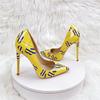 Fashionable Patent Leather Multi-color Letter Women's Singles Shoes, Party Women's High Heels, Nightclub Plus Size Shoes