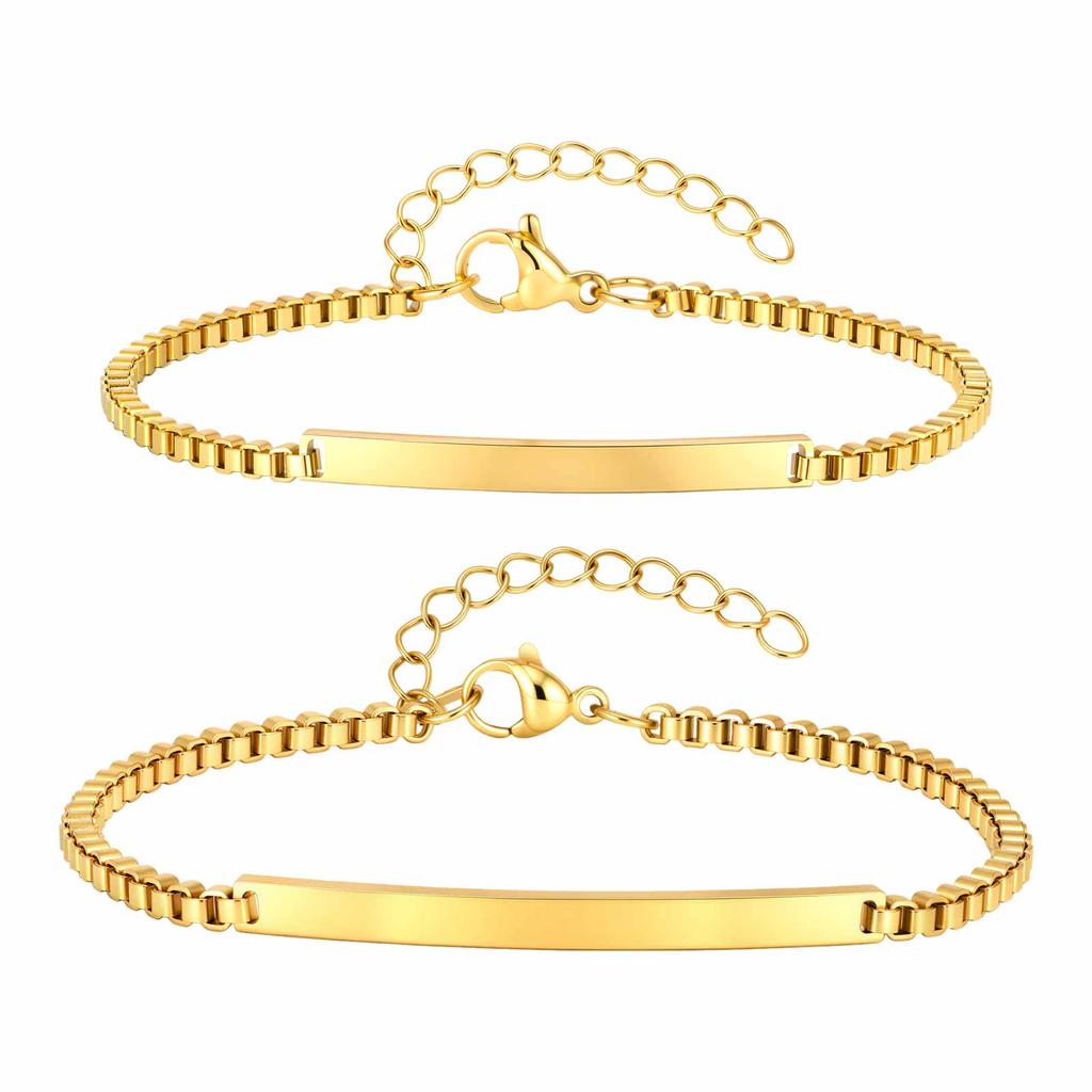 Free Custom Heart Chain Bracelet for Men Women Couple,Personalized Figaro Box Chain Wristband,Gift for Sister Husband Wife Mom